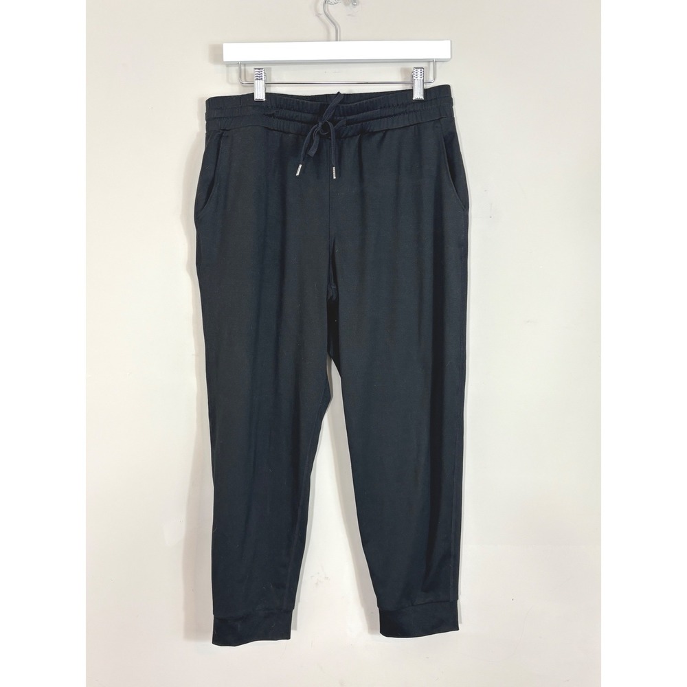 Quince Flowknit Mid-Rise Jogger Black Recycled Polyester Spandex Pants Size M - Picture 4 of 12